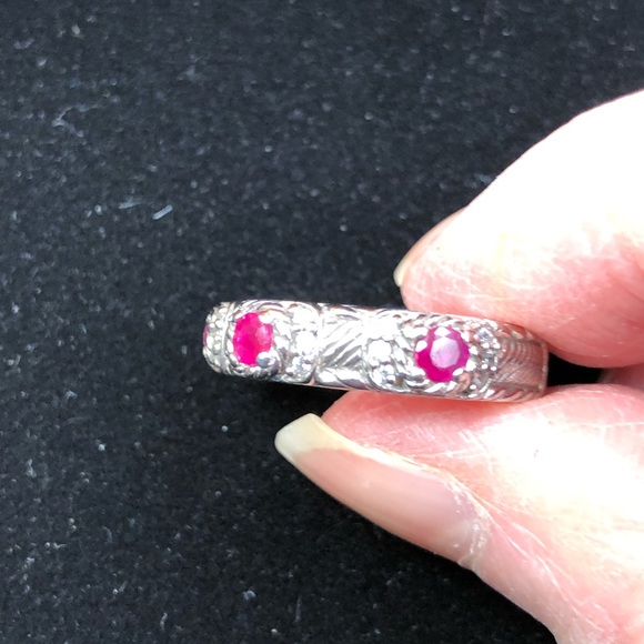 Judith Ripka sterling silver ruby ring. - Picture 2 of 7